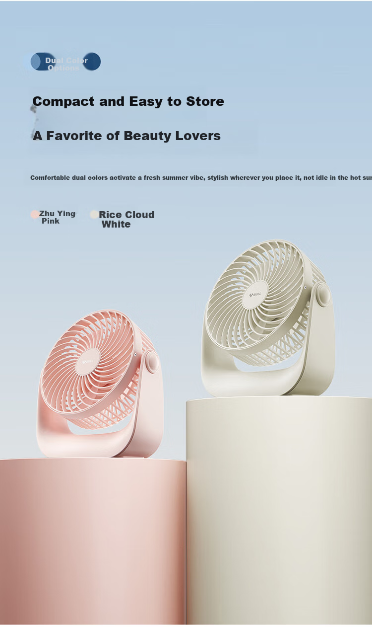 BULL USB Desktop Fan Mini Quiet Small Electric Fan for Home Bedroom Student Dormitory Office Desk Fan Stand Or Wall-Mounted Multi-Purpose - Plug-In Model Miyun White 8