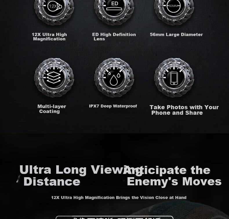 Leaysoo Eagle Eye 12X56ED Large Eyepiece Wide-Angle High-Definition High-Magnification Nitrogen-Filled Waterproof Monocular Telescope for Outdoor Concerts 3