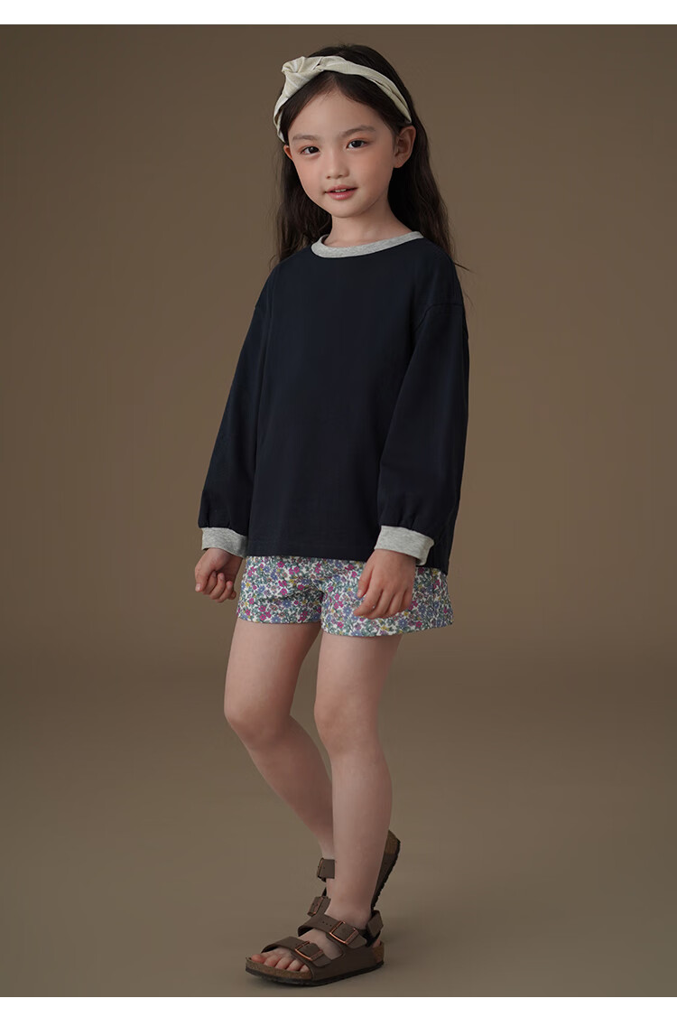 Hacikis Kids Spring and Autumn Long Sleeve T-Shirt Simple Top Boys Girls Skin-Friendly Base Shirt Navy Blue 150 12