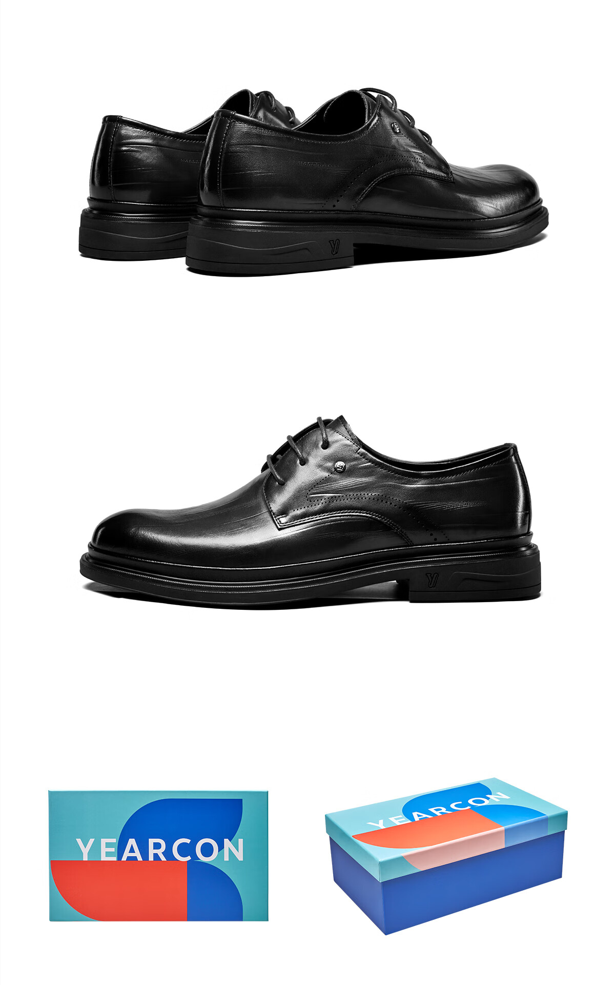 Yierkang Men's Shoes, Stylish Leather Shoes, British Style Business Formal Shoes, Derby Shoes, 59120W, Black, Size 39 8