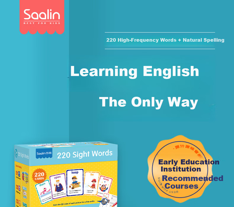 Shalin SAALIN English Enlightenment, 220 High-Frequency Words Flashcards, Children's Toy Sight Words for First Grade 1