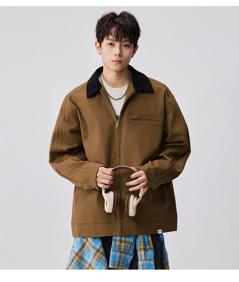 MARK FAIRWHALE Japanese Retro Workwear Jacket Men 2025 Autumn New American Style Lapel Coat Men's Apricot L 1