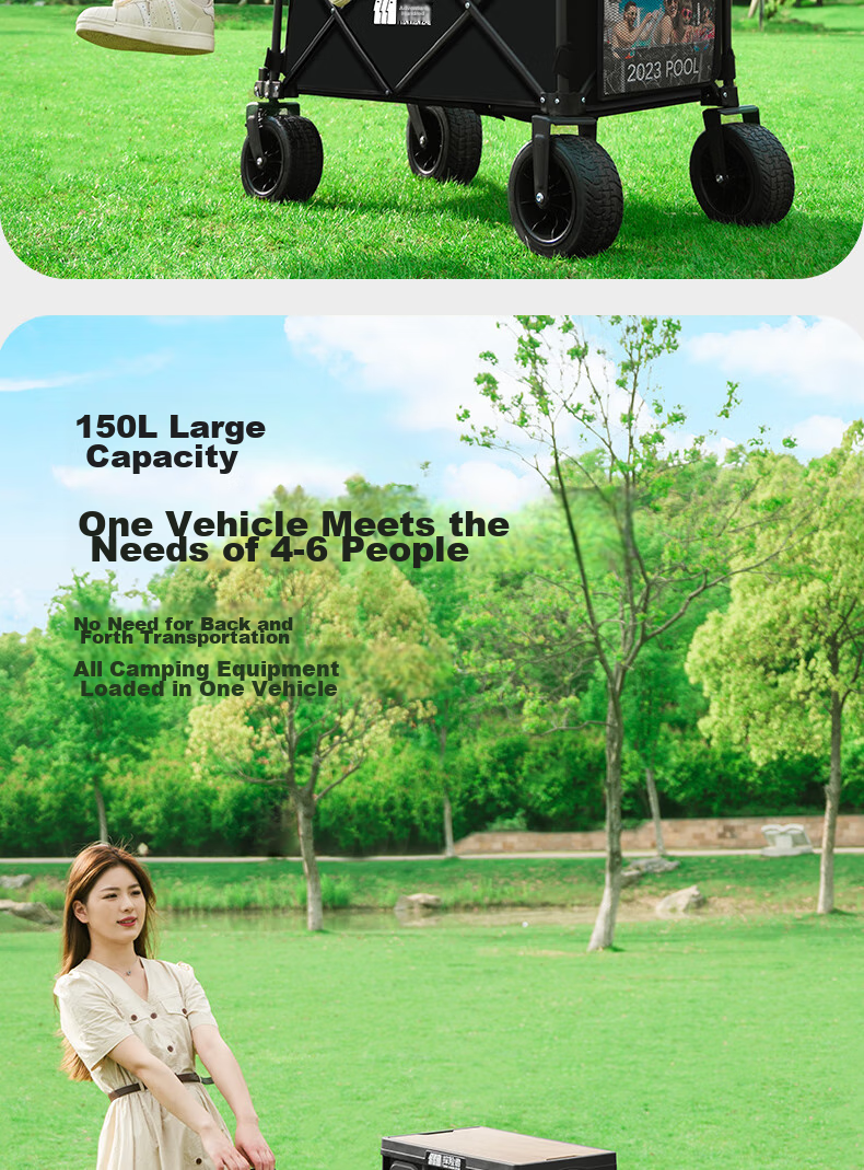 TAN XIAN ZHE Camping Cart Trolley Campsite Cart for Vendors, Kids, Grocery Shopping, And Pet Supplies 8