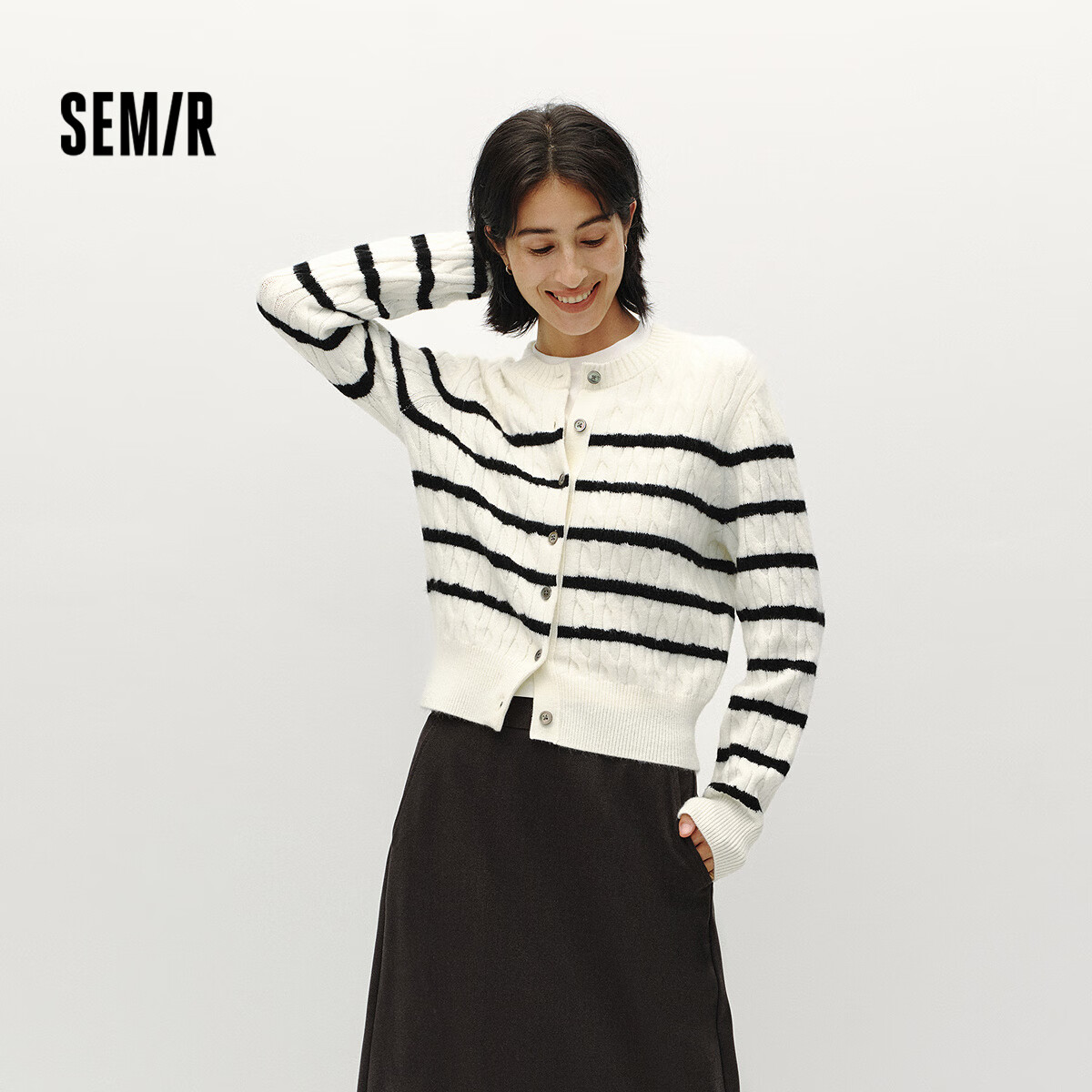 Semir Women's Winter Short Cable Knit Cardigan Sweater 2025 Model 101725106004