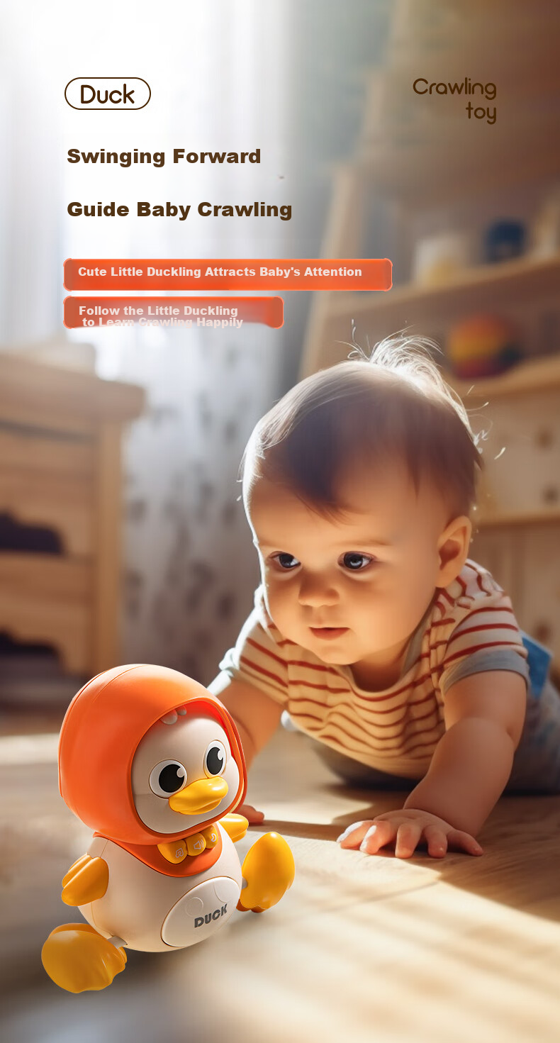 COOKSS Children's Toy Swinging Duck, Fun Crawling Duck, Baby Learning to Crawl, Boys And Girls 0-3 Years Old, Birthday Gift 3