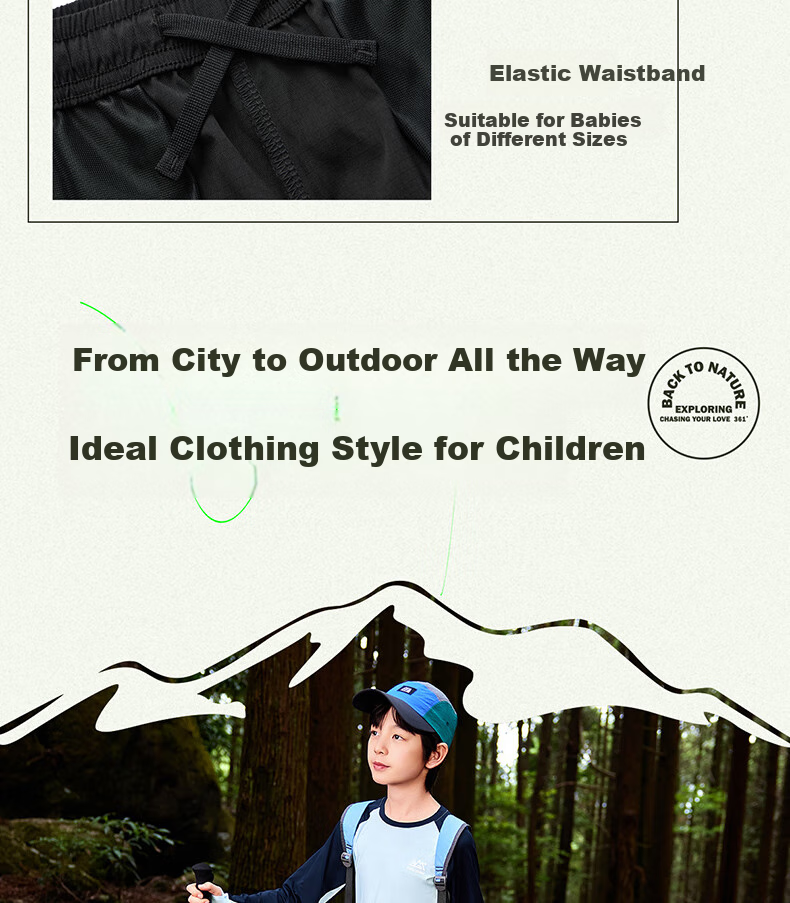 361° Yuying Children's Long Pants, 2025 Autumn Boys' Water-Resistant Outdoor Elastic Sports Woven Trousers, Black, Size 175 13