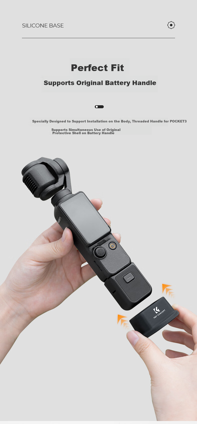 Zhuoer [Over 100K Sold Online] Protective Silicone Base Case for DJI Pocket 3 Camera, Camera Accessory 3