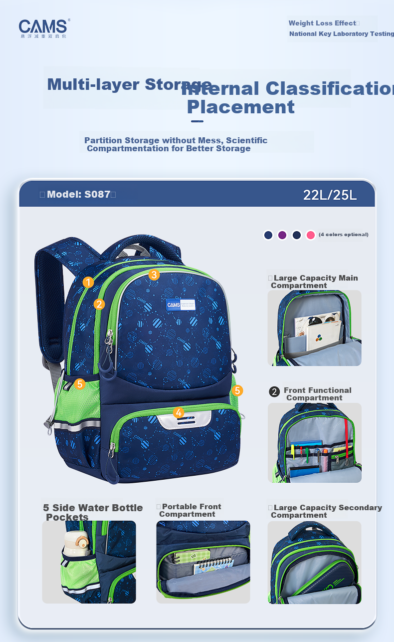 CAMS 2.0 Cloud-Sensing Suspended Weight Reduction Backpack for Ages 4-6, 25L, S08703L, Planet Amber 11