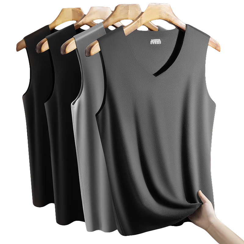 Chonger Men's Thermal Vest Seamless Thickened Fleece Double-Sided Autumn Winter Plus Size Base Layer Sleeveless Vest Underwear