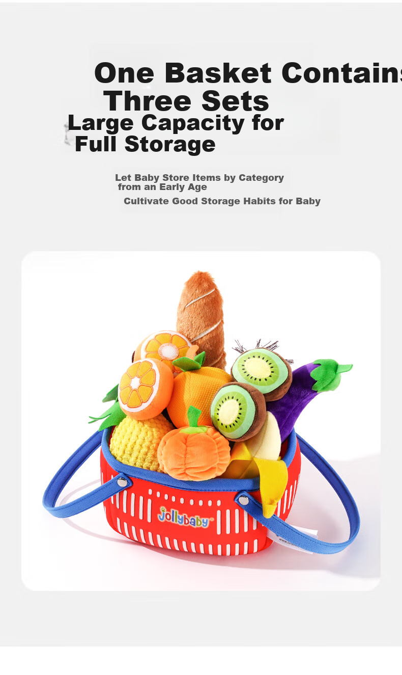 Jollybaby Pull-Out Toy for Babies, Chewable Pretend Play, Early Education Toy with Rattle, My Vegetable Garde 6
