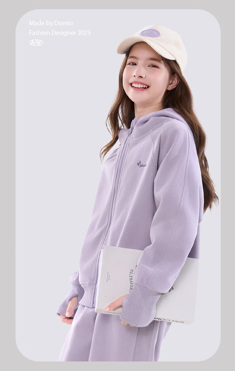 Disney Girls' Spring Autumn Stylish Casual Zip-up Hoodie and Sweatpants Set ET019 Iceland Blue 160 6