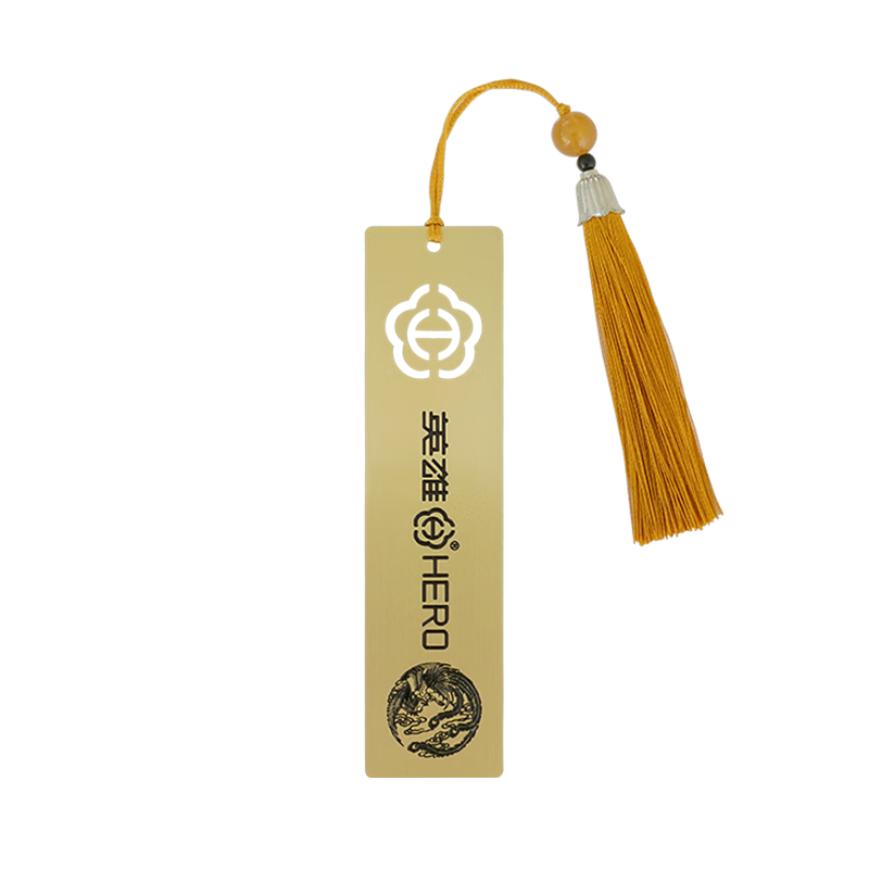 HERO Hollowed-out Brass Bookmark Chinese Style Thickened Metal Luxury Tassel Bookmark Gift Box Blue Popular Item