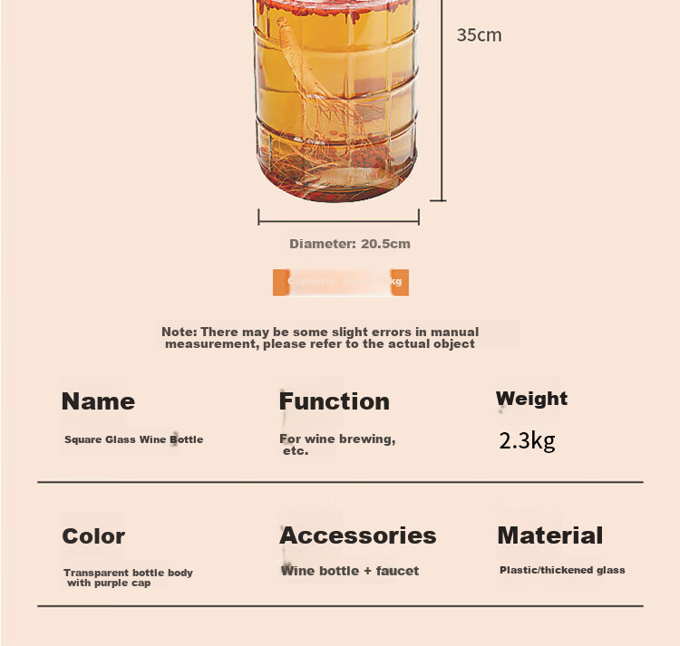 Baijie Liquor Infusion Container, Pickle Jar, Sealed Jar, Wine Bottle, Glass Jar, Wine Infusion Jar, Brew Jar, Plum Wine Bottle, 16 Ji 3