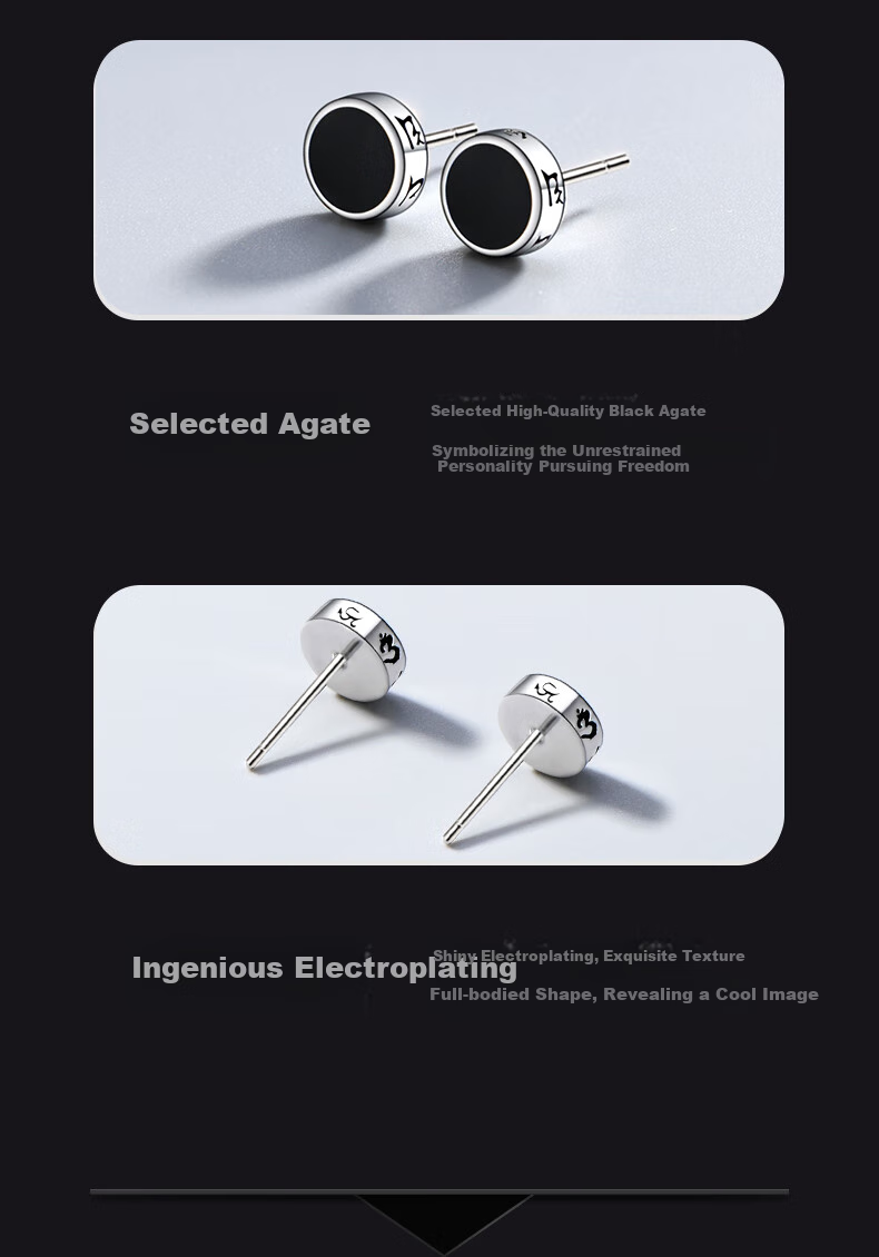 Zhenshangyin China Gold Authorized Earrings, Silver Men's Earrings, Pendant Jewelry, Birthday Gift for Boyfriend Or Husband, Handsome S925 9