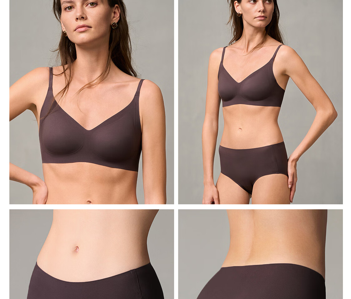 Aimer Wireless Breathable Hole-Free Cup Wire-Free Comfortable Bra and Panty Set 22
