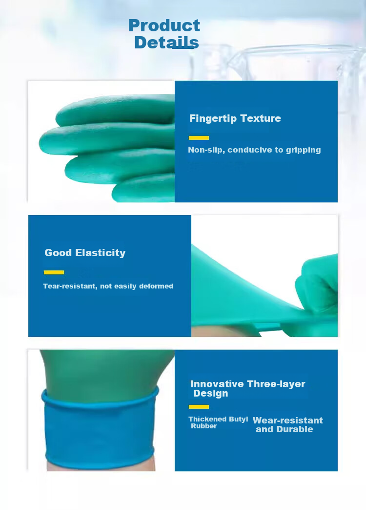 Ansell Disposable Nitrile Gloves, Chemical Laboratory Acid And Alkali Resistant Solvent Powder-Free Extended Thick Protective Gloves 93-260 (50 Pieces/box) M 8