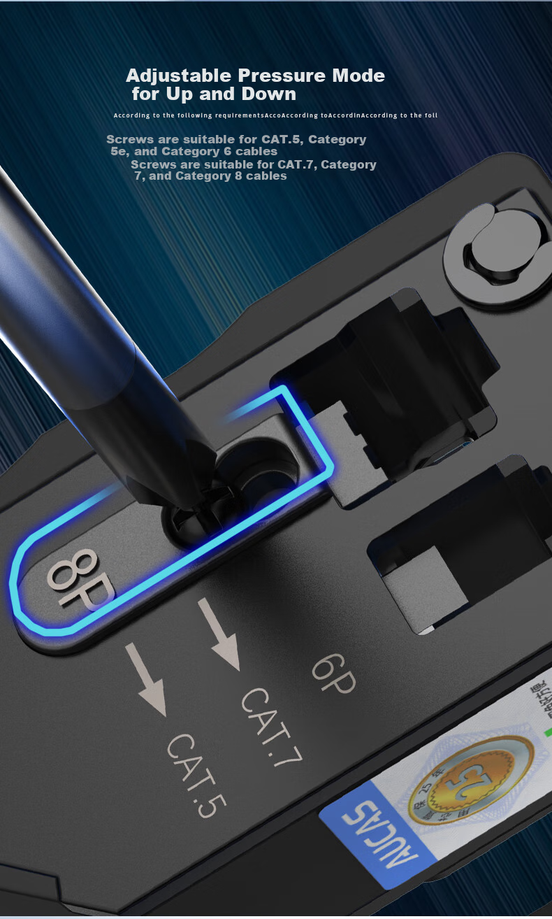 AUCAS Network Cable Crimper, Network Telephone RJ45 Connector Crimping Tool, 6P/8P Multifunctional Professional-Grade Category 6/7 RJ45 Shielded Swallow-Tail Crimping Pliers ACPT7-567 7