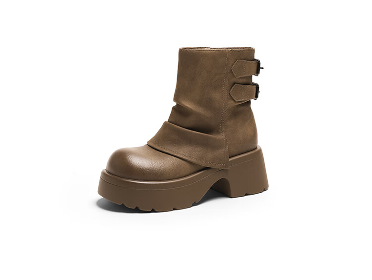 Josiny Platform Fashion Boots Women 2025 Autumn Winter New Stylish Mallard Short Boots British Style Martin Boots Yellow Brown Size 37 15