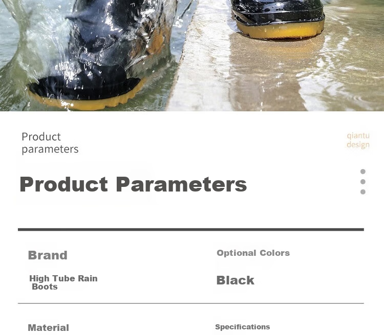 Huili Rain Boots for Men, Waterproof Outdoor Wear-Resistant Rubber Shoes, Non-Slip Rain Boots, Overshoes HL862755 High-Top Black Size 43 5