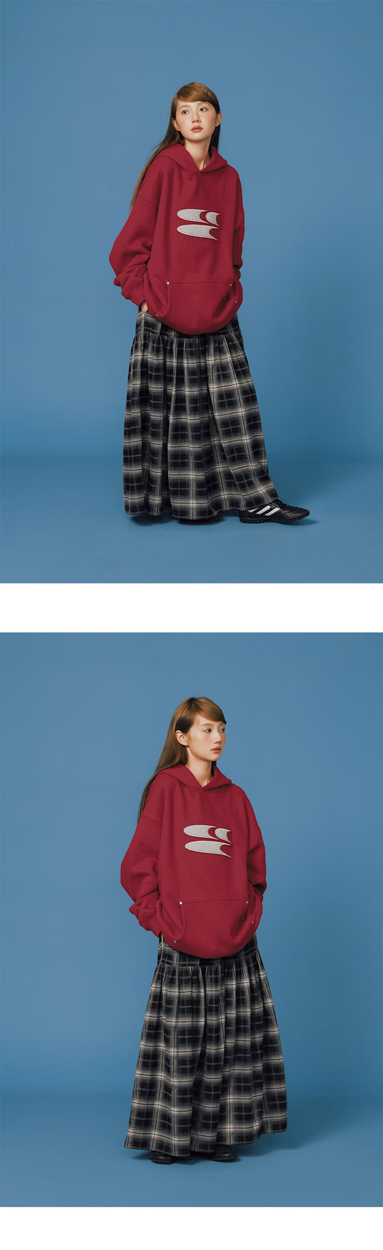 Crying Center Blue Wool Layered 3C Logo Fleece Sweatshirt Deep Blue S [Wen Qi Same Style] 4