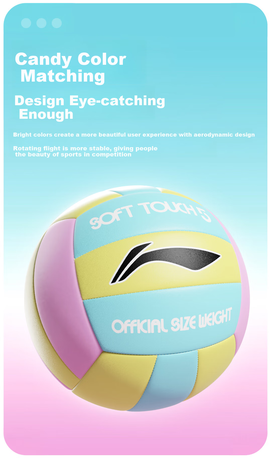 Li-Ning No. 5 Machine-Stitched Volleyball, Middle School Entrance Exam Training, Standard Inflatable No. 5 Ball for Middle School Students' Physical Test, Soft Leather Foam, Gentle on Hands 2
