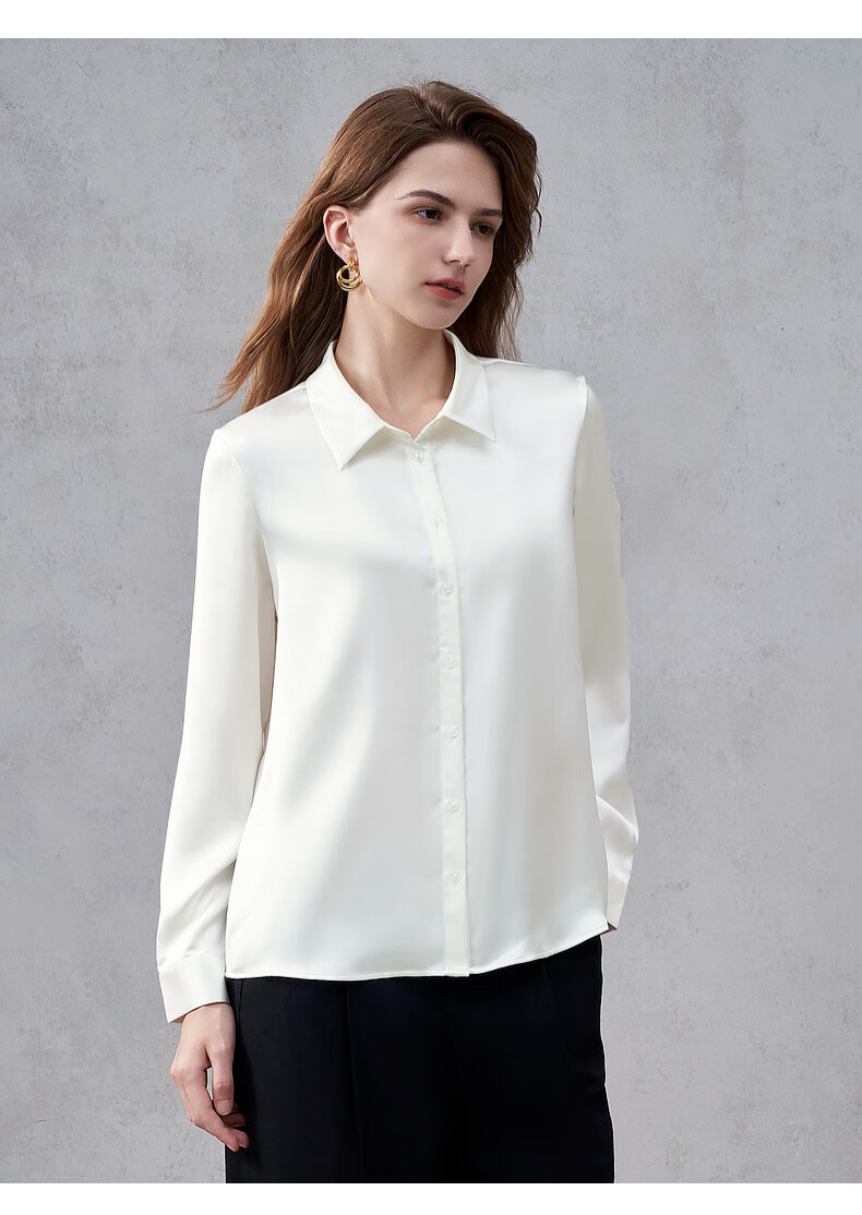 G2000 Satin Fabric with Brooch Tie Women's 2025 Autumn Winter Long Sleeve Casual Shirt Mall Edition 4