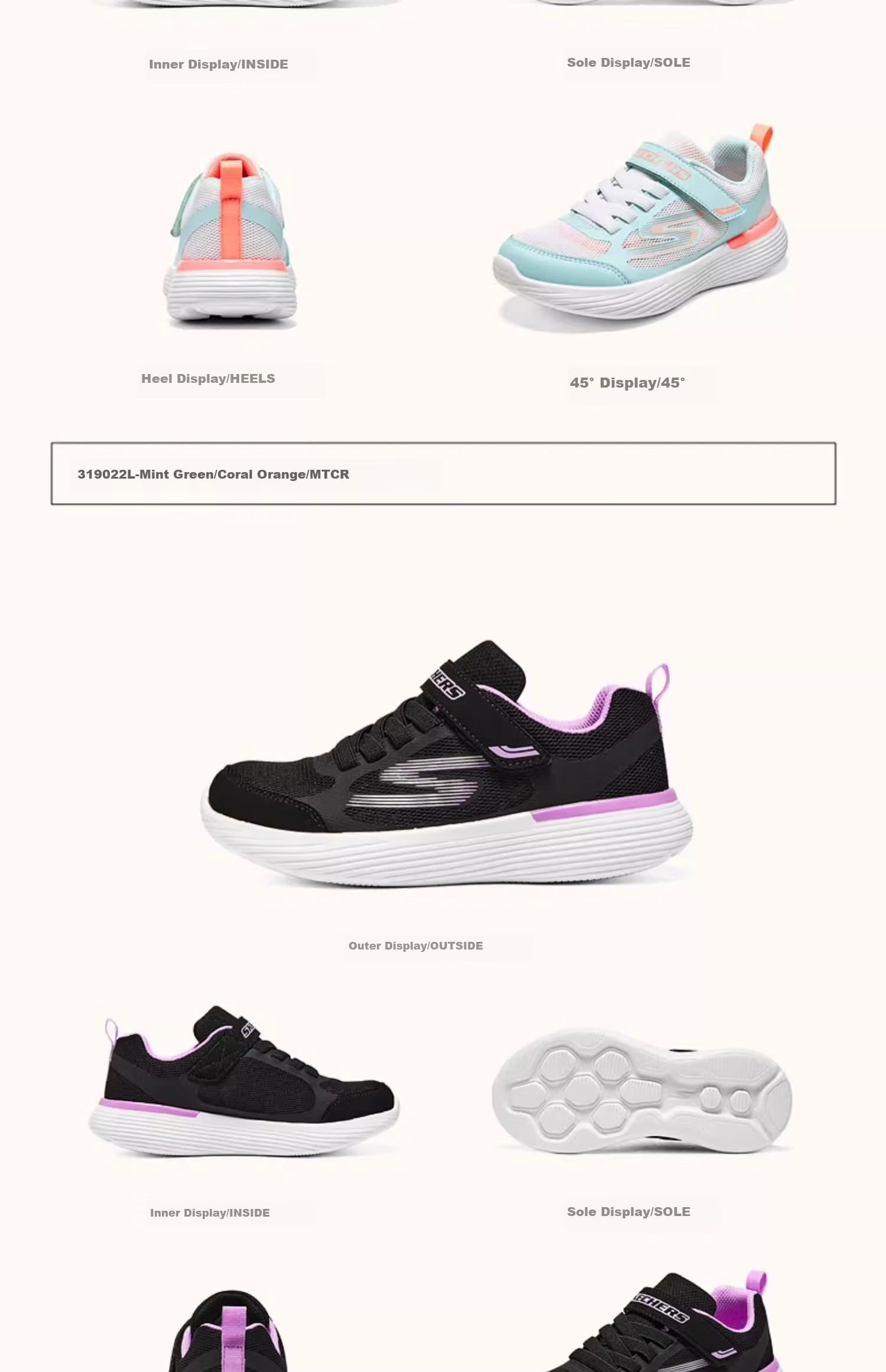 Skechers Elementary School Girls' Lightweight Non-Slip Training Shoes, Breathable Running Sneakers for Children, Model 319022L 21