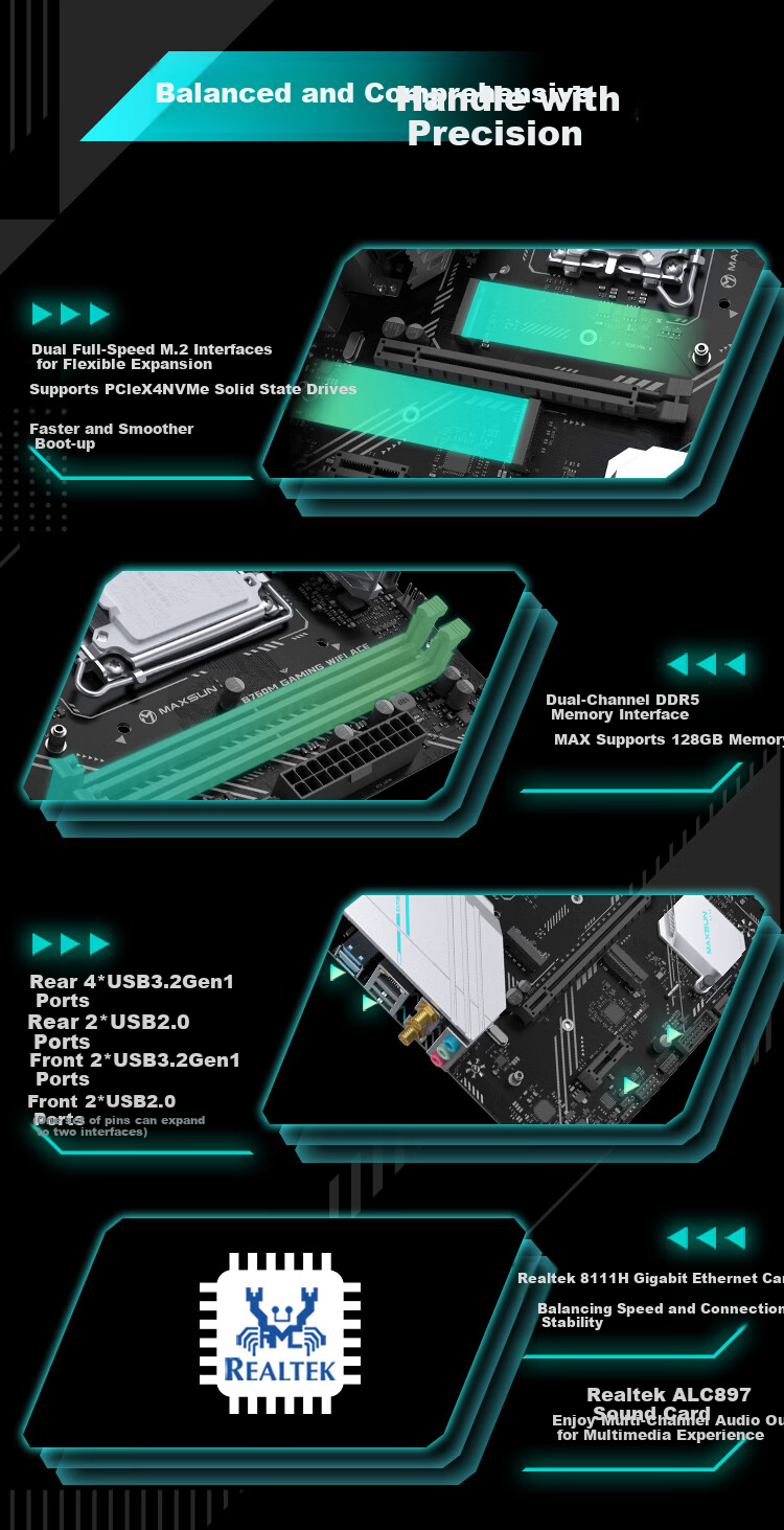 MAXSUN MS-Challenger B860M 2.5G DDR5 CPU 245K/265KF (Intel B860/LGA 1851) 7
