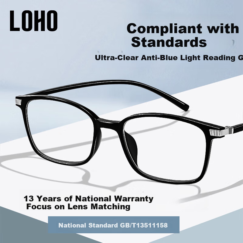 LOHO Reading Glasses for Men, Anti-Blue Light High Definition Lenses, Fashionable Business Glasses for Elderly, 350 Degrees, for Ages 70 And Above
