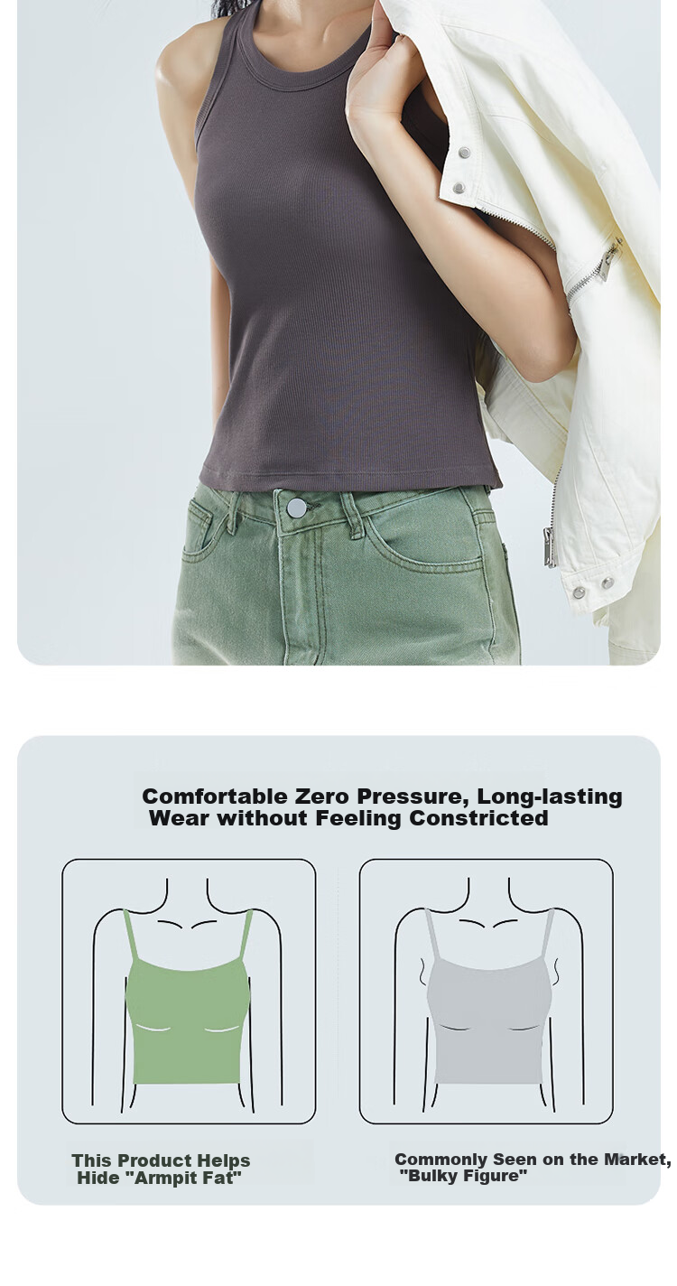 GUJIN Sleeveless Camisole Tank Top Knit Sweater Elegant Inner Wear Can Be Worn Alone Or As Undershirt Cotton No Chest Pads 7