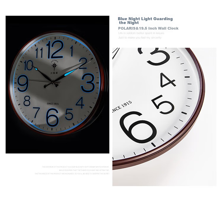 POLARIS Wall Clock, Living Room Creative Quartz Clock, Modern Minimalist Timepiece, Luminous Unique Digital Wall Clock, Round 50cm 8