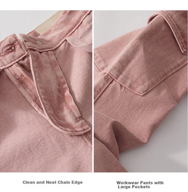 Dme [Sweet Cool Mountain Style] Spring And Autumn Asute-Dyed Nostalgic Multi-Pocket Wide-Leg Cargo Pants for Women, Denim Jeans 14