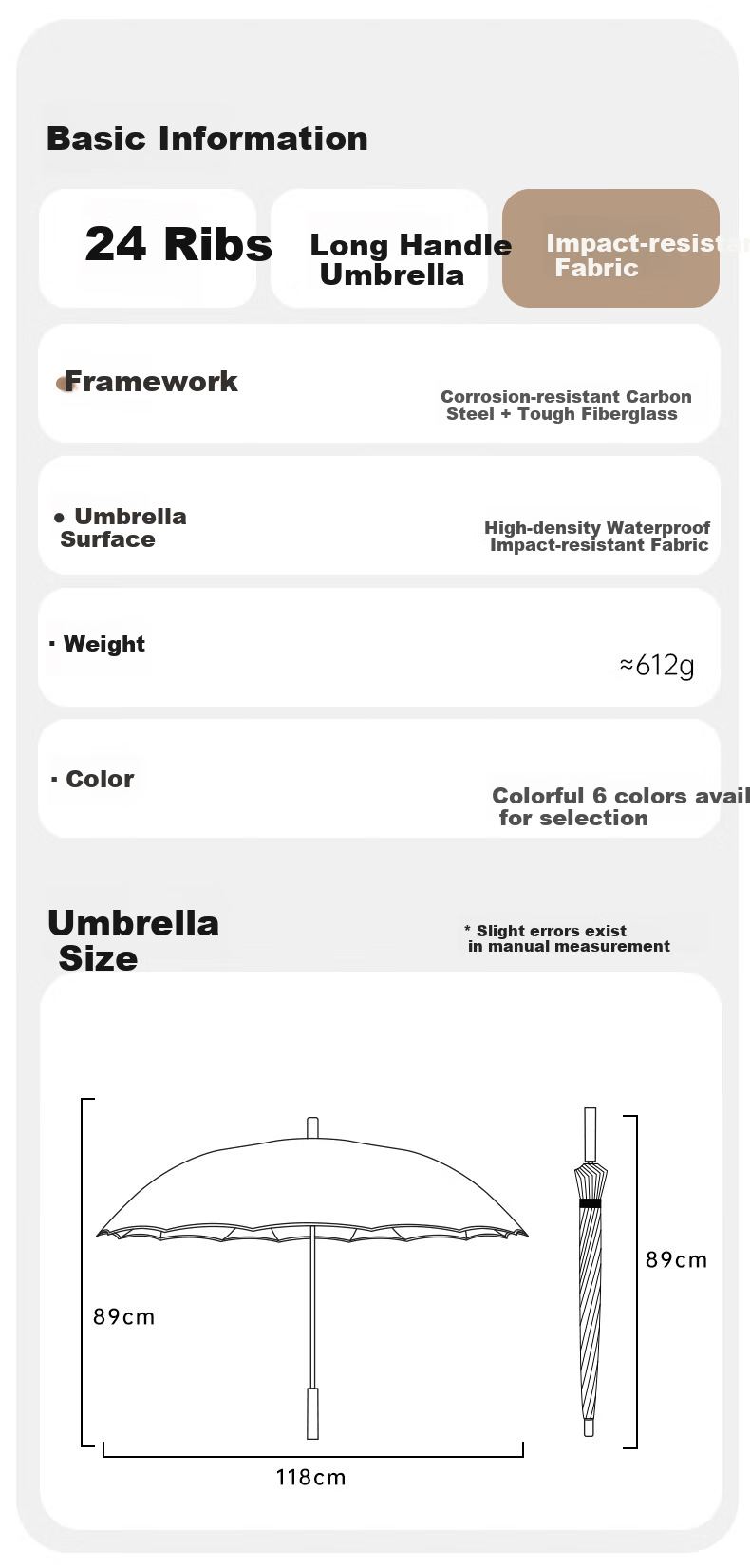MAYDU Automatic One-Piece Seamless Rain Umbrella with Long Handle, Business Straight Pole Umbrella, 24 Ribs M7006 Deep Sea Blue, Super Strong Wind-Resistant, Safety Reflective Strip 16