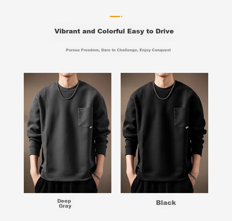 JEEP Men's Sweatshirt Jacket, Spring And Autumn Trendy Loose Long-Sleeve T-Shirt, Casual Outerwear for Men, Dark Gray XL 2