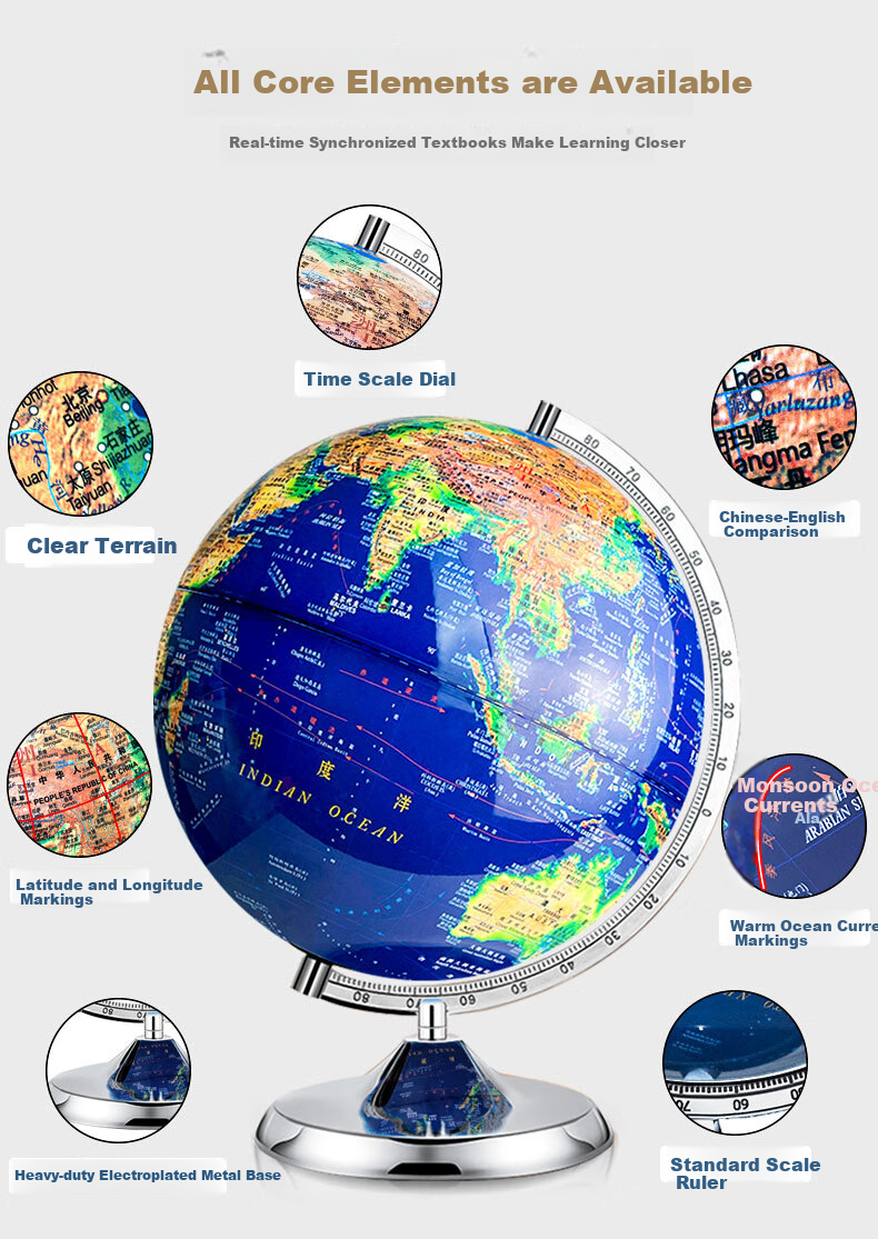 Mengduofu Intelligent AR Globe, 3D Stereoscopic Toy for Students And Boys in Middle School, Birthday Gift for Children And Students, 6 12