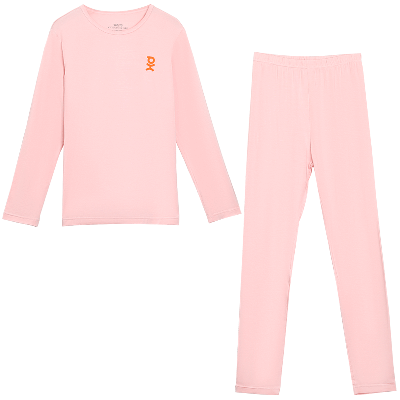Hodohome Children's Autumn Thermal Underwear Set Girls A-Class Modal Warm Cotton Sweater 126 Red Size 100