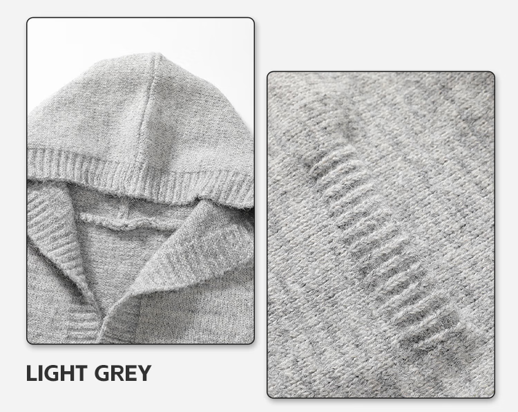 Homlean Lazy Style Hooded Cardigan Sweater Men Autumn Loose Casual Warm Knit Jacket HY07 Dark Gray 2XL 5