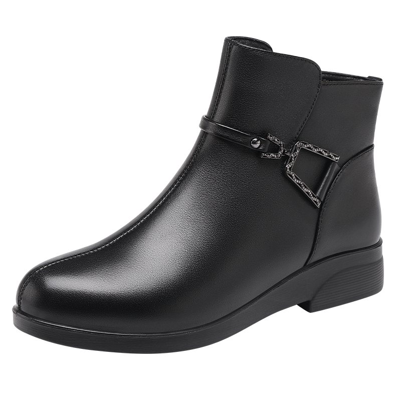 Red Dragonfly Women's Winter Warm Fleece-Lined Cotton Shoes Middle-Aged and Elderly Comfortable Soft Sole Ankle Boots WTC457491H Black Size 38