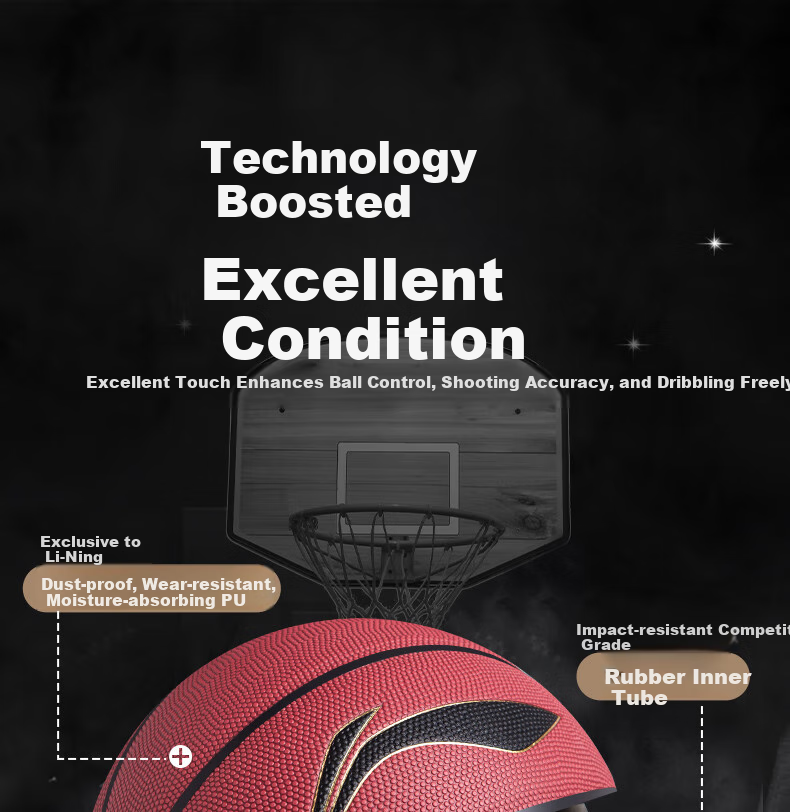 Li-Ning Basketball Size 7 Adult Outdoor Cement Court Wear-Resistant Non-Slip Competition Training Standard Size 7 Basketball Gift 14