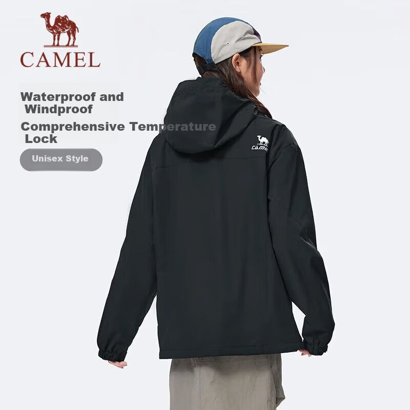 CAMEL Sports Jacket, New Style for Men And Women, Spring And Autumn Casual Fleece-Lined Jacket, Outdoor Water-Repellent Windproof Mountaineering Coat, Windbreaker