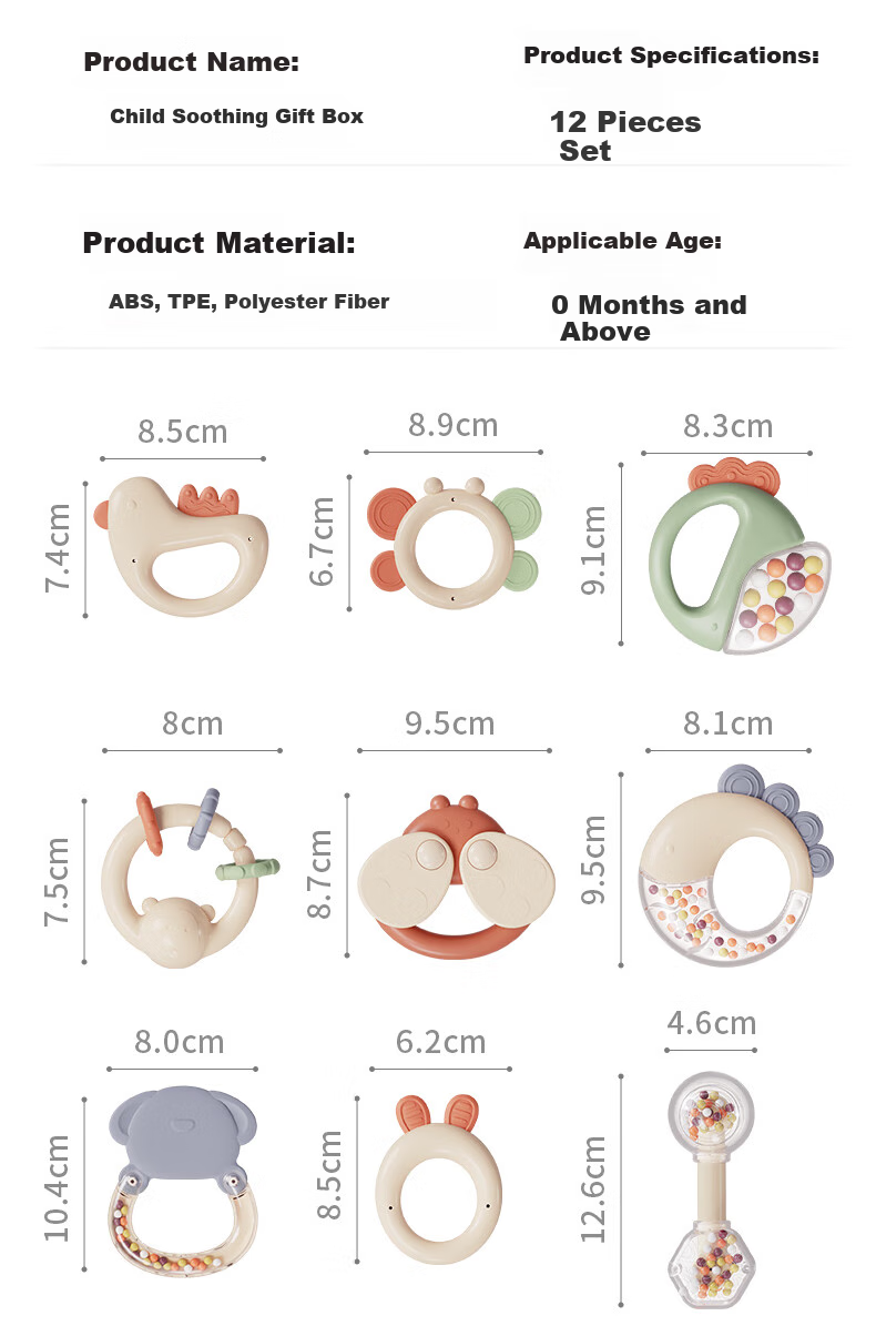 Beiboshi Babybox Newborn Welcome Gift Box, 0-1 Year Old Infant Soothing Rattle Toy Gift, Full Moon And First Birthday Present 17
