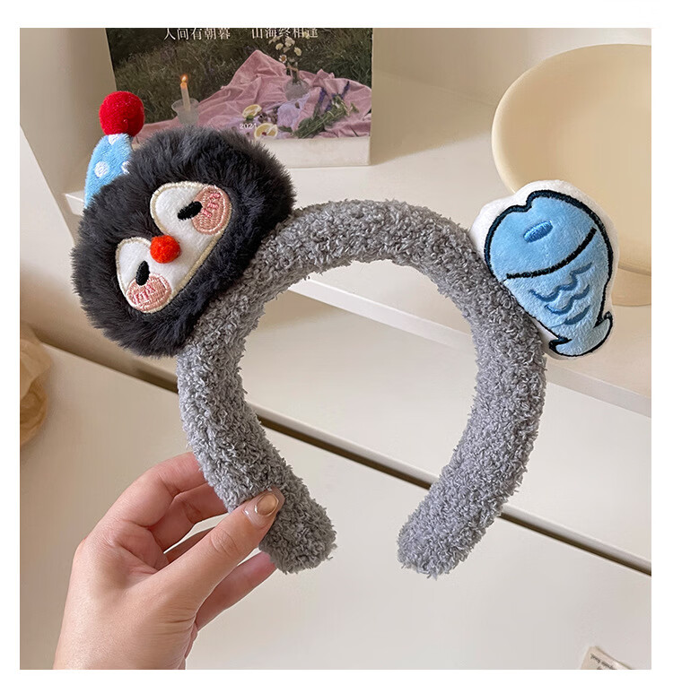 NIANFIN Spring Summer New Penguin and Little Fish Headband Cartoon Hair Accessories Girls Photo Hair Clip Funny Headband 1