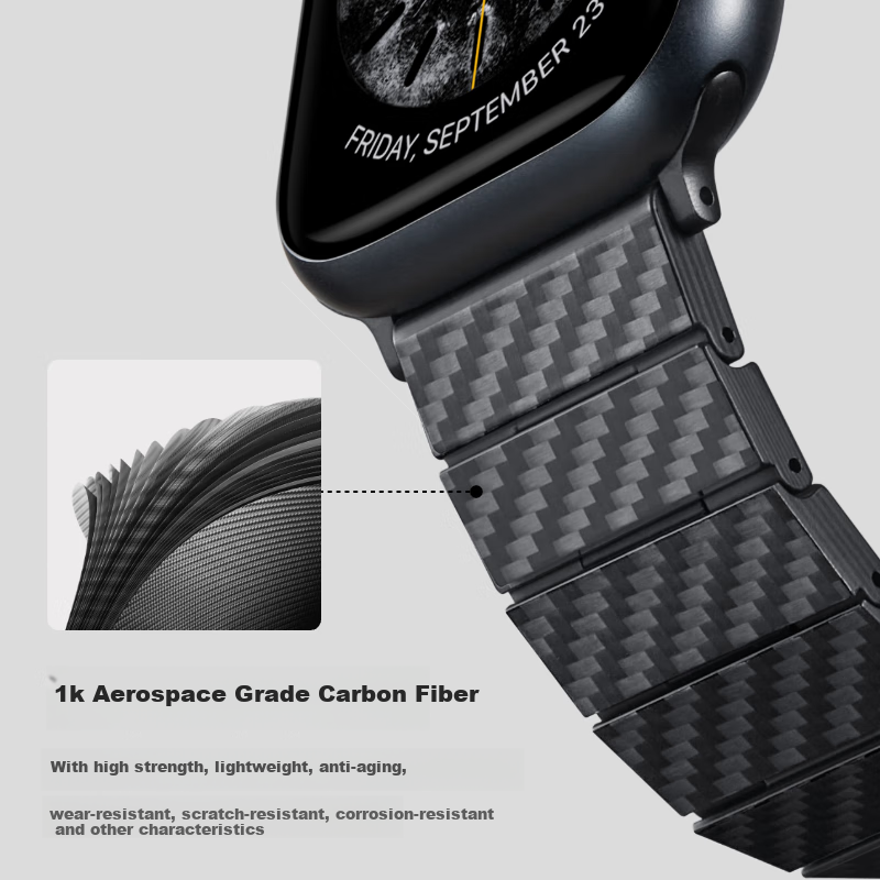 PITAKA Apple Watch Band Compatible with Apple Watch Ultra 2/S9/S8/7/6/5/4/3/SE Carbon Fiber Magnetic Vintage Style Universal Fit for All Apple Watch Models