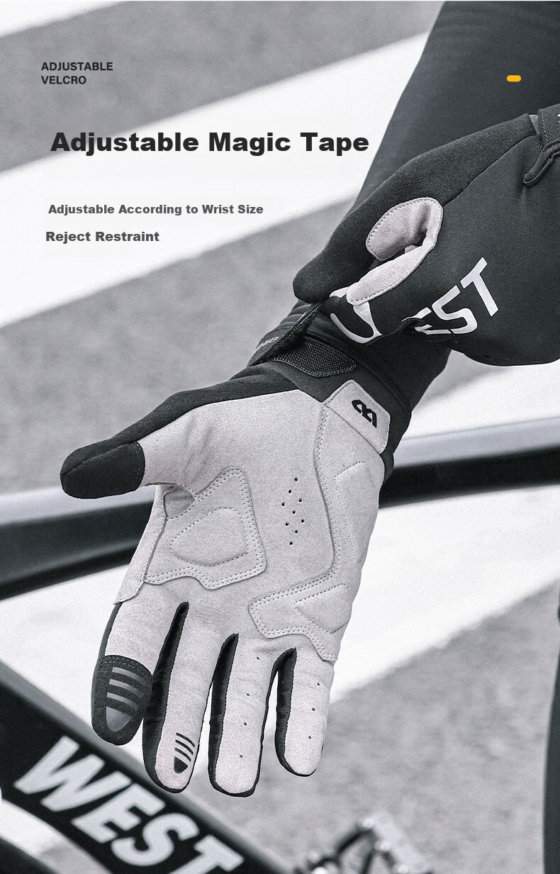 WestBiking Autumn And Winter Windproof Long Finger Gloves, Bicycle Anti-Slip Shock-Absorbing Outdoor Mountain And Road Bike Cycling Equipment M 5