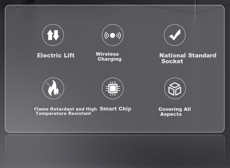 DELIXI Recessed Power Socket, Smart Electric Lift, Suitable for Kitchen Countertops And Conference Rooms, 4 Outlets with Five Holes, No Switch 2