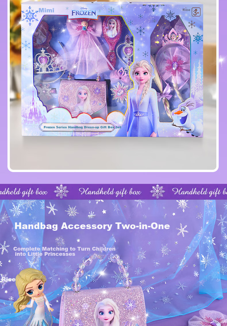 Disney Elsa Princess Bag, for Ages 6-12, 9-Year Children's Toy, Birthday Gift for Girls, 8-Year Girl Frozen Elsa Hair Accessories 7