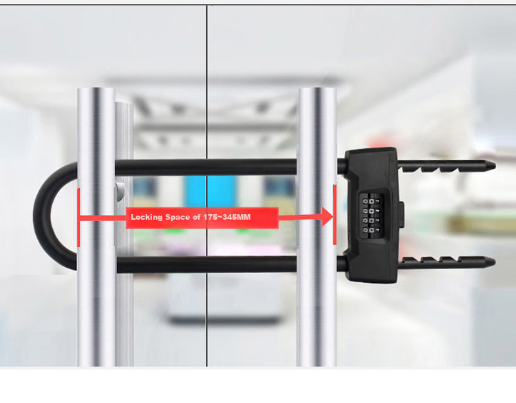 Aoben Password Lock 7601, Glass Door Lock for Double-Opening Commercial Use, Anti-Pry Lock, Office And Shop Use, Shear-Resistant U-Shaped Door Lock 10