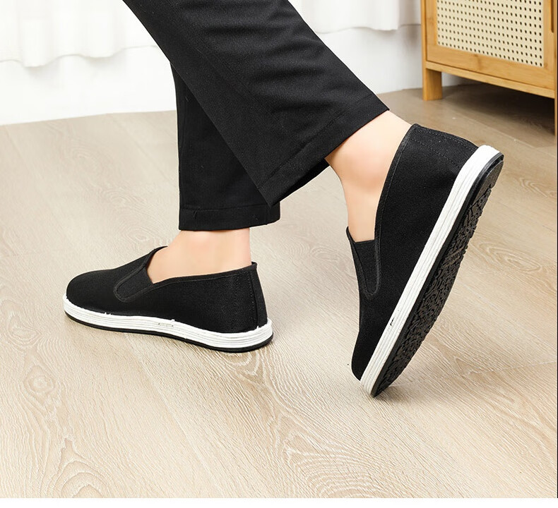 Lifeng Old Beijing Cloth Shoes Men's Genuine JD Self-operated Handmade Multi-layer Sole Breathable Casual Driving Cloth Shoes Black 41 25