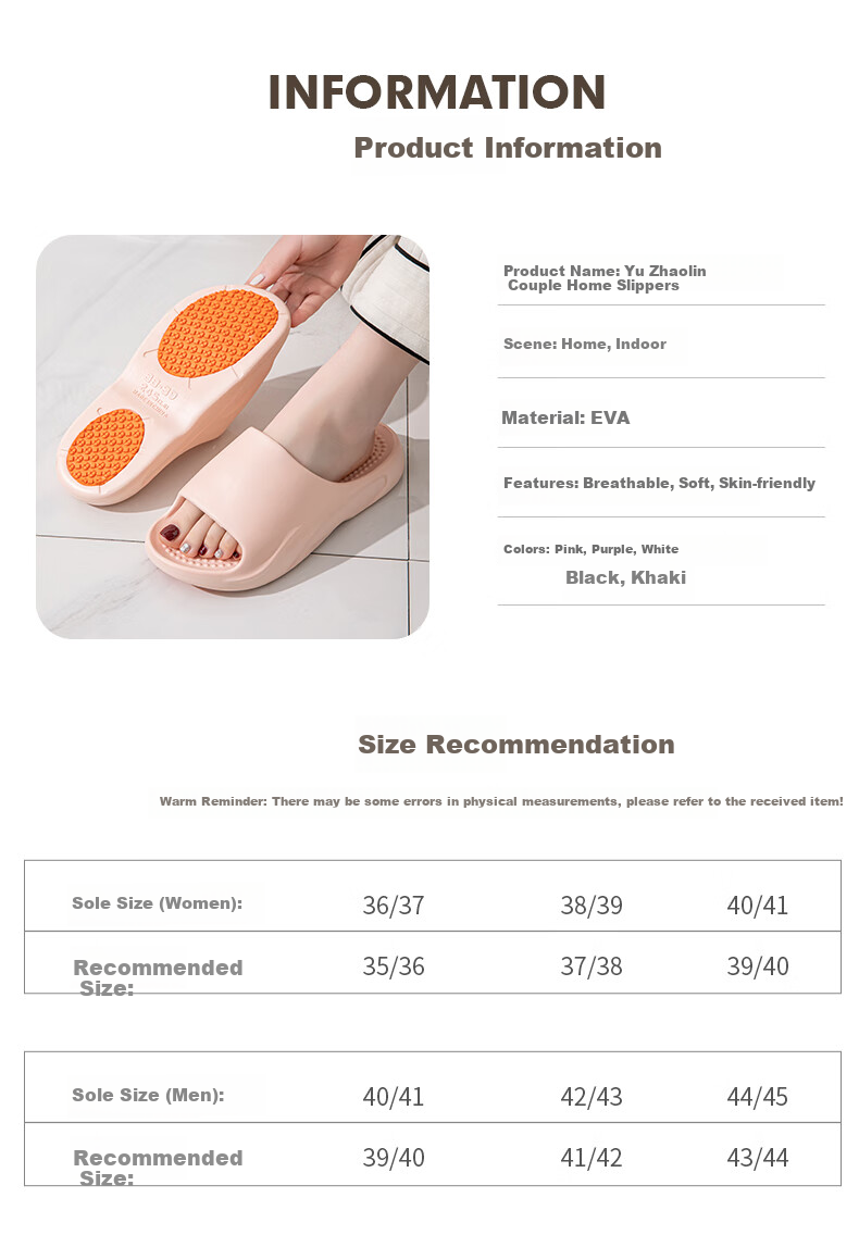 YUZHAOLIN Non-Slip Cooling Slippers for Elderly And Pregnant Women, Bathroom Shower Massage Sandals YF576 Pink 36/37 3