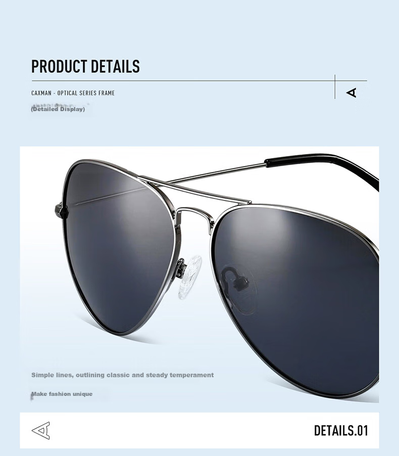 CAXMAN Sunglasses for Men And Women, Polarized Aviator Sunglasses, High Definition Driving Glasses, S1 Gun Frame with Gray Lenses 13